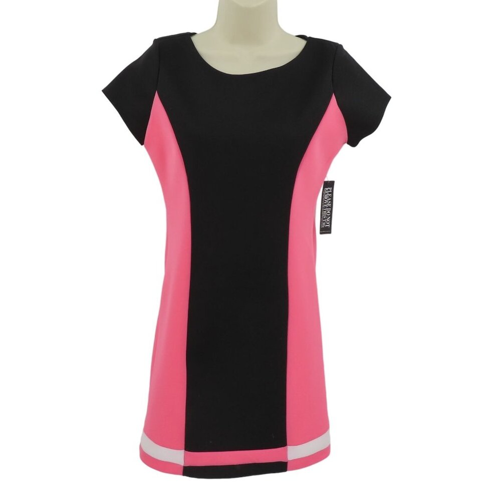 New York & Company Women XS Pink Black Color Block Short Sleeve Sheath Dress NEW